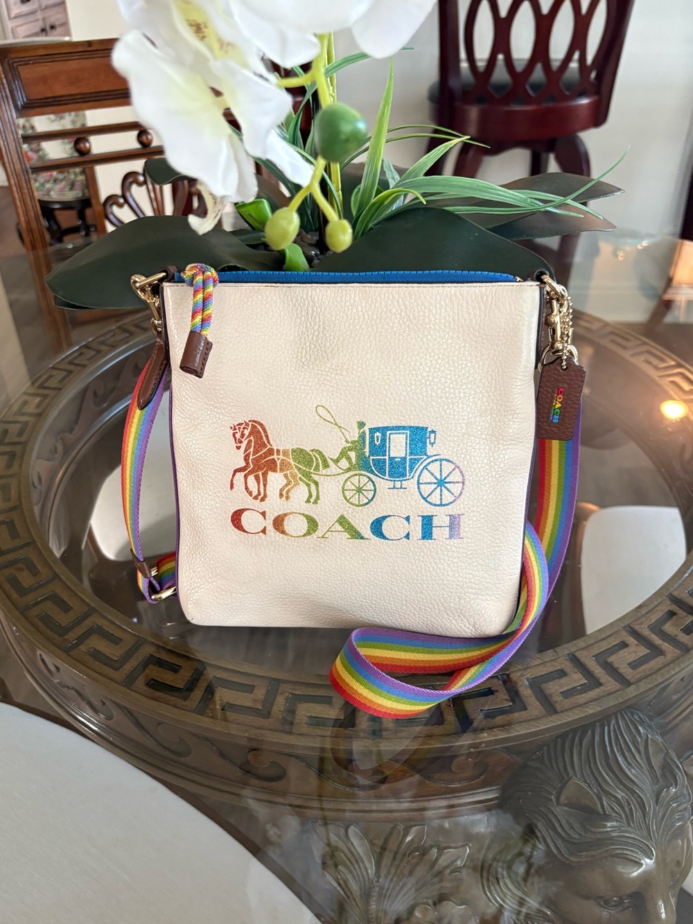💙💚🧡COACH PRIDE JES SLIM REFINED PEBBLED LEATHER CROSSBODY BAG!💙💚🧡